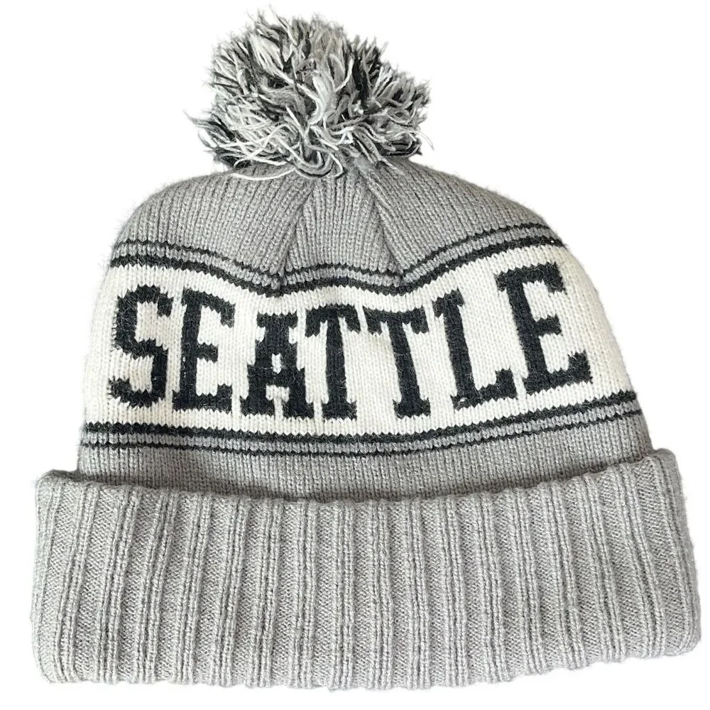 Seattle Beer Co Beanie with Puff Tassel Knit Hat Toque Toboggan Warm Winter